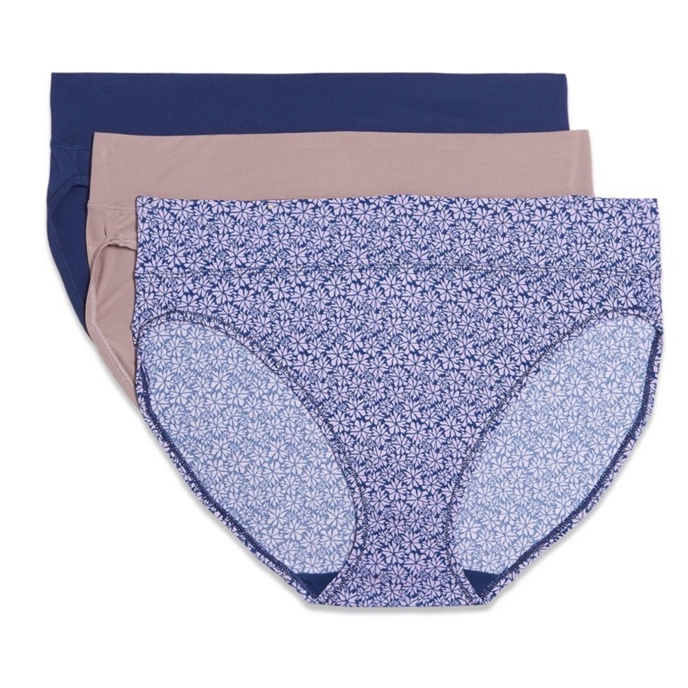 Women’s Warner's Microfiber Hi-Cut Panties 3-Pack - Floral and Solid - Picture 2 of 4